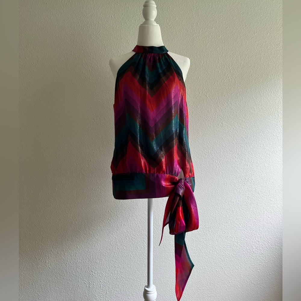 Trina Turk Vibrant Chevron Halter Blouse